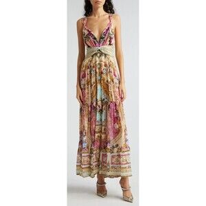 Camilla Call of the Canal Silk Chiffon Maxi Dress, Large